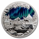 2023 Barbados 5 oz Silver Colors of Nature; Northern Lights