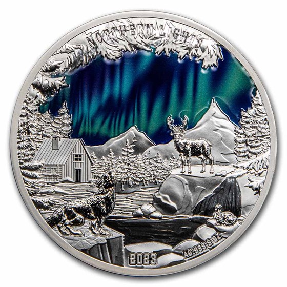 2023 Barbados 5 oz Silver Colors of Nature; Northern Lights 2023 Barbados 5 oz Silver Colors of Nature; Northern Lights