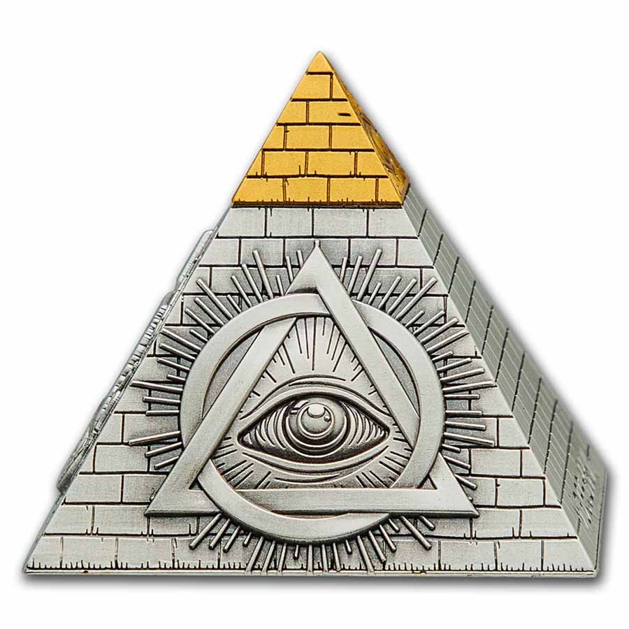 2023 Barbados 5 oz Silver Pyramid Eye of Providence Shaped Coin