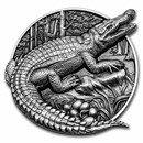 2023 Burundi 5 oz Silver Antique Protecting Wildlife; Crocodile