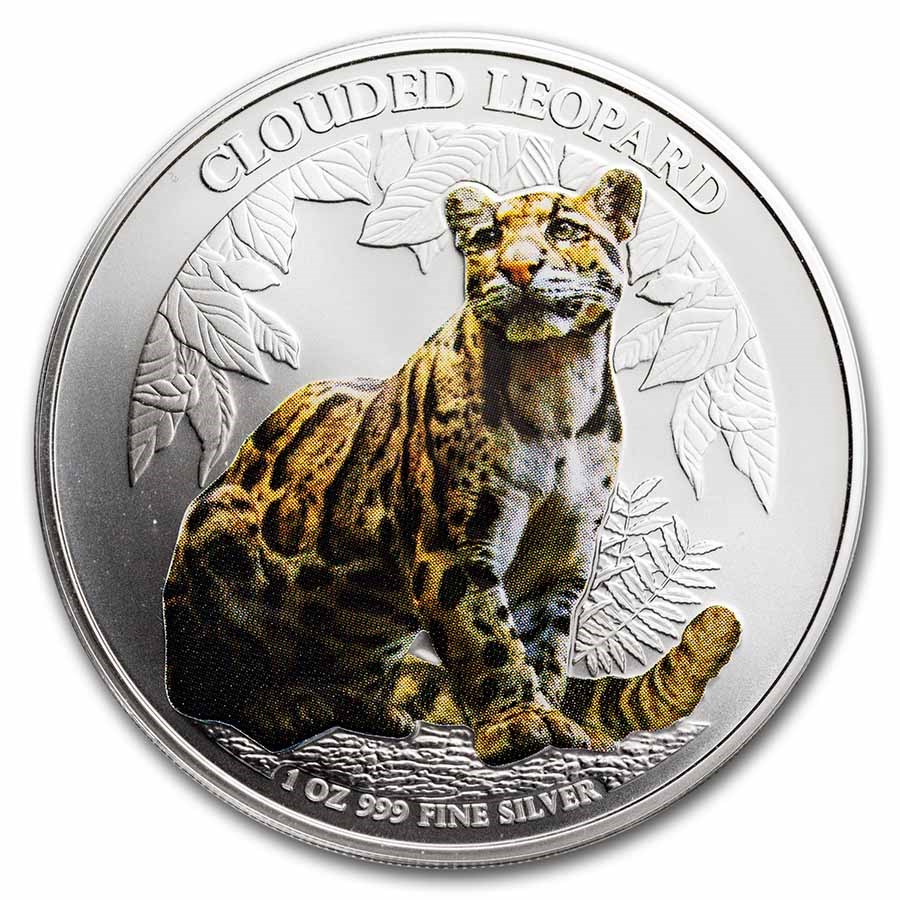 2023 Cambodia 1 oz Colorized Silver Wildlife - Clouded Leopard