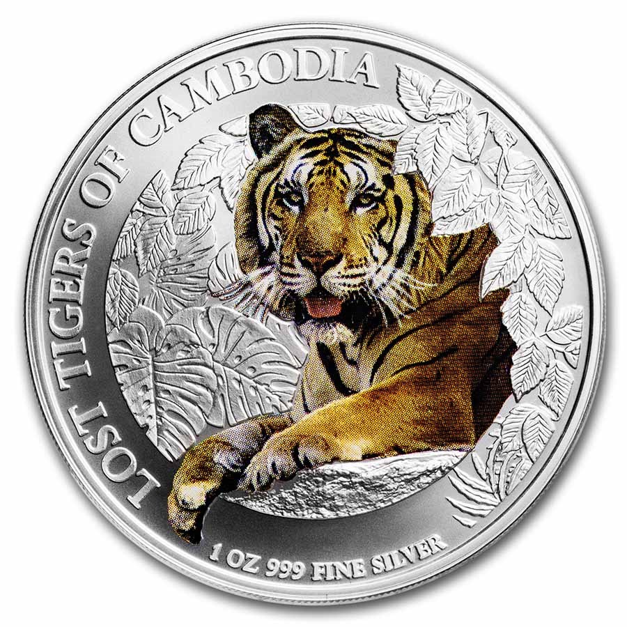 2023 Cambodia 1 oz Silver Lost Tigers Colorized BU (in Capsule)