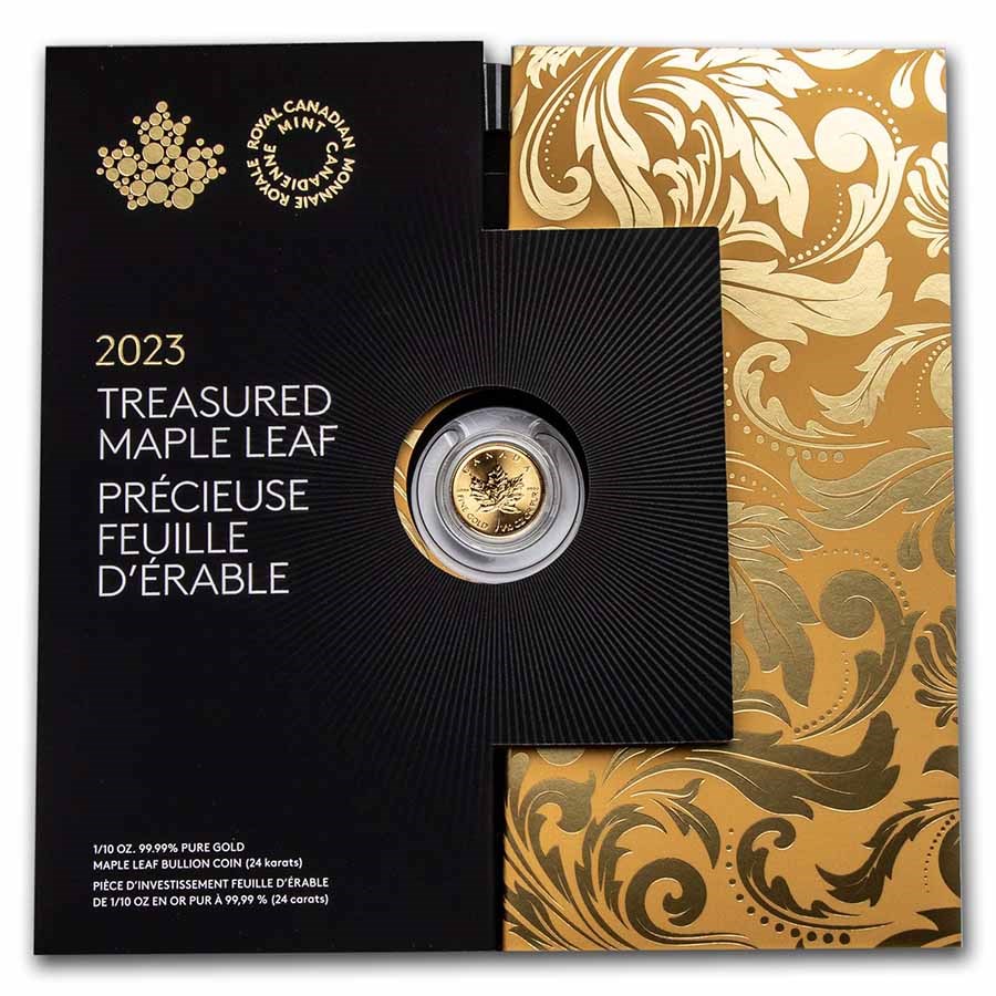 2023 Canada 1/10 oz Gold $5 Treasured Gold Maple Leaf