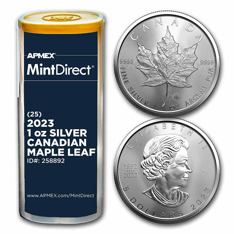 2023 Canada 1 oz Silver Maple Leaf (25-Coin MintDirect® Tube)
