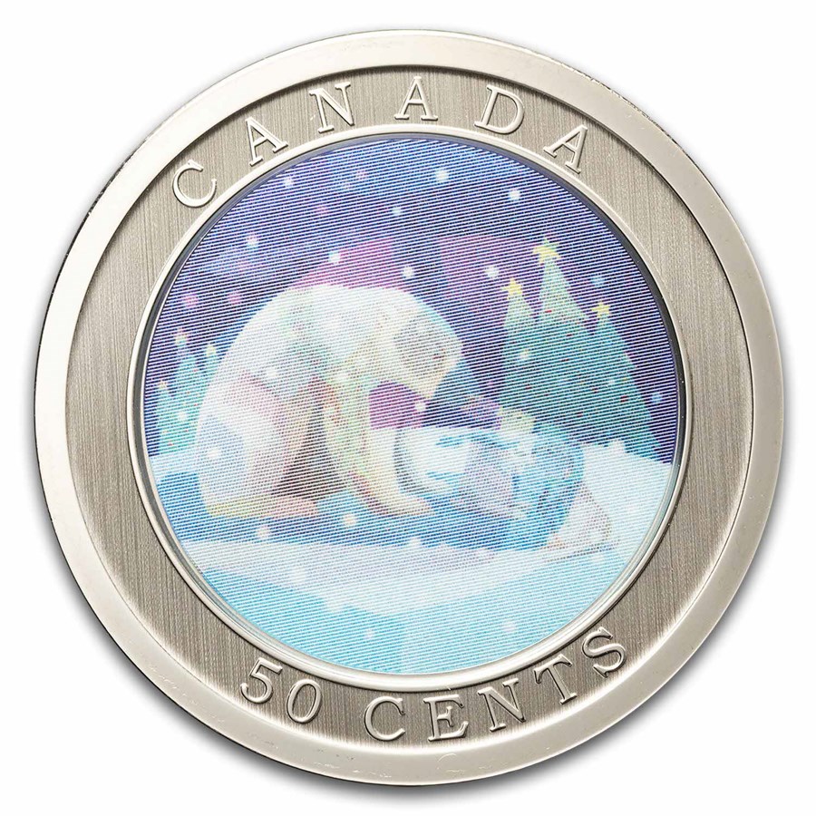 2023 Canada 50-Cent Lenticular Holiday Sledding (No Card)