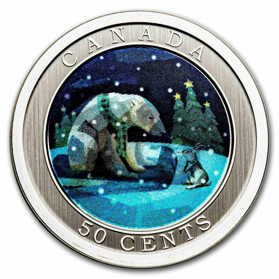 2023 Canada 50-Cent Lenticular Holiday Sledding