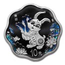 2023 China 30 gram Silver Lunar Rabbit Proof Blossom Colored Coin