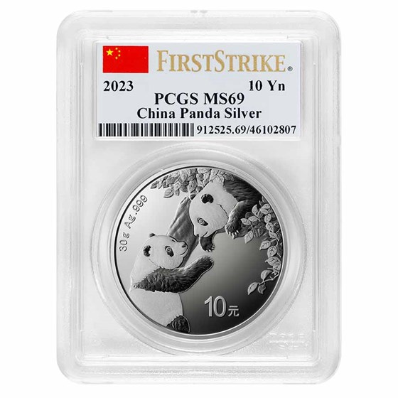 2023 China 30 gram Silver Panda MS-69 PCGS (FS, Flag Label)