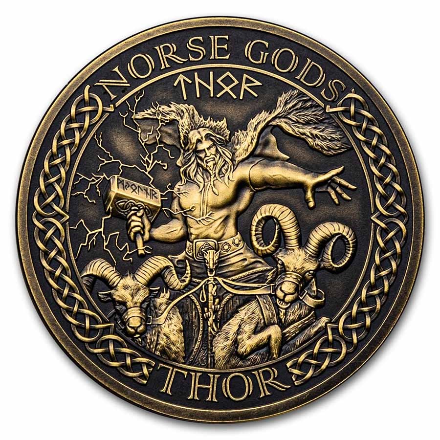 2023 Cook Islands 1 oz Gold Antique Norse Gods: Thor