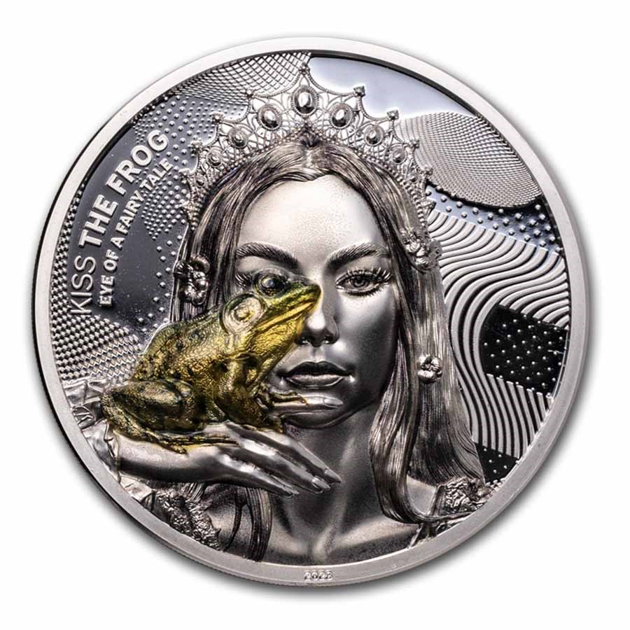 2023 Cook Islands 2 oz Silver Kiss the Frog: Eye of a Fairytale