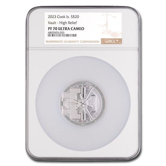 2023 Cook Islands 3 oz High Relief Silver Vault PF-70 UCAM NGC 2023 Cook Islands 3 oz High Relief Silver Vault PF-70 UCAM NGC