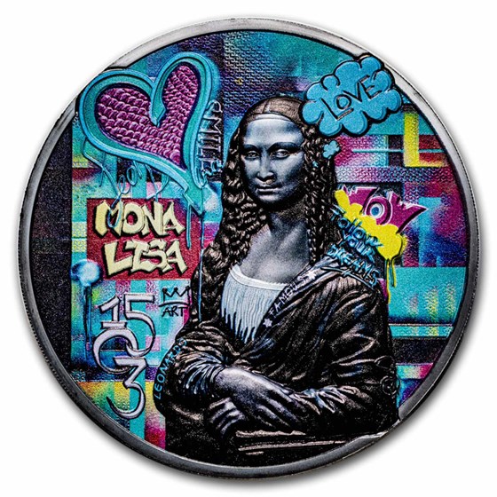 2023 Cook Islands 3 oz Silver Graffiti Art: Mona Lisa
