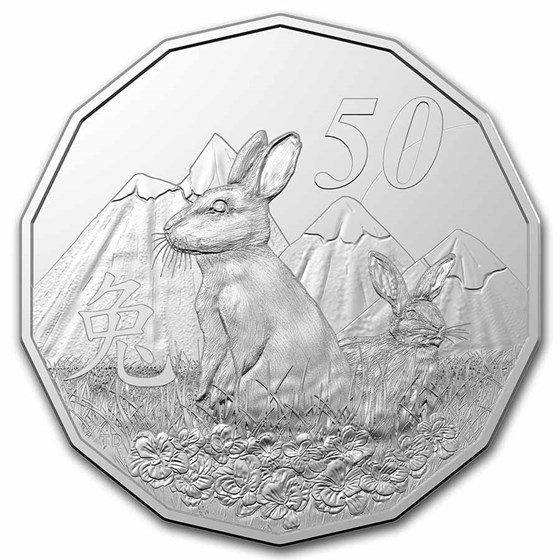 2023 Cupro-Nickel 50c Tetra-decagon Lunar Year of the Rabbit