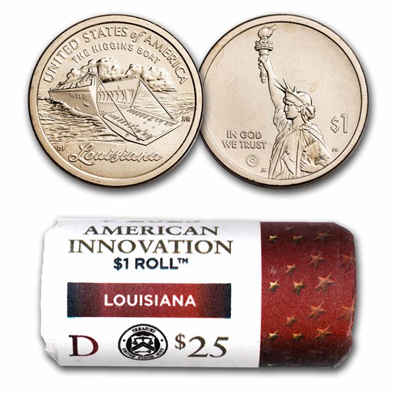 2023-D American Innovation $1 Higgins Boat 25-Coin Roll (LA) 2023-D American Innovation $1 Higgins Boat 25-Coin Roll (LA)