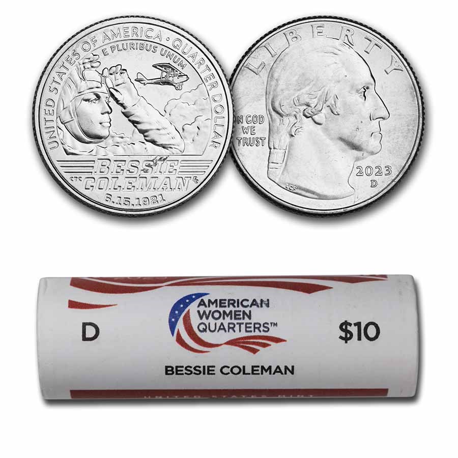 2023-D Bessie Coleman Women's Quarter 40-Coin BU Roll