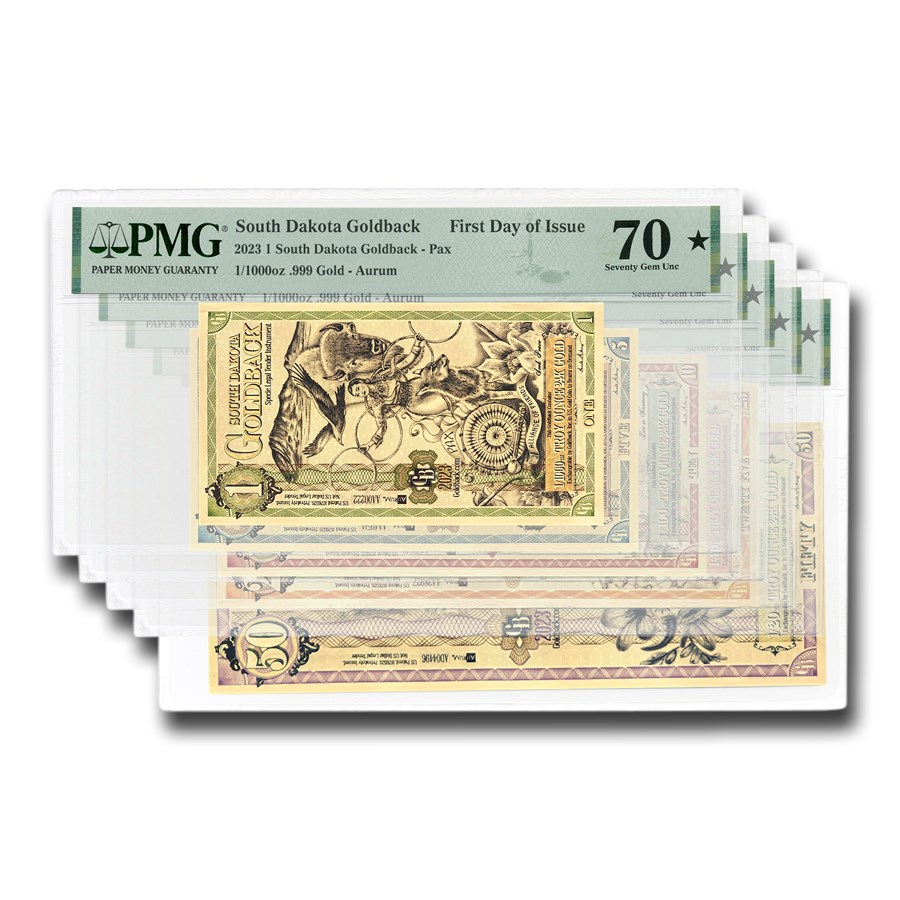 Buy 150 2023 Dakota Goldback Note Set PMG70 APMEX