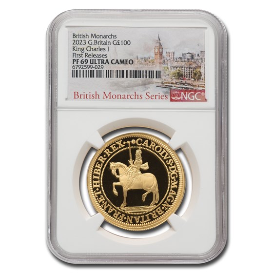 2023 England 1 oz Gold 100 Pounds King Charles I PF-69 NGC (FR) 2023 England 1 oz Gold 100 Pounds King Charles I PF-69 NGC (FR)