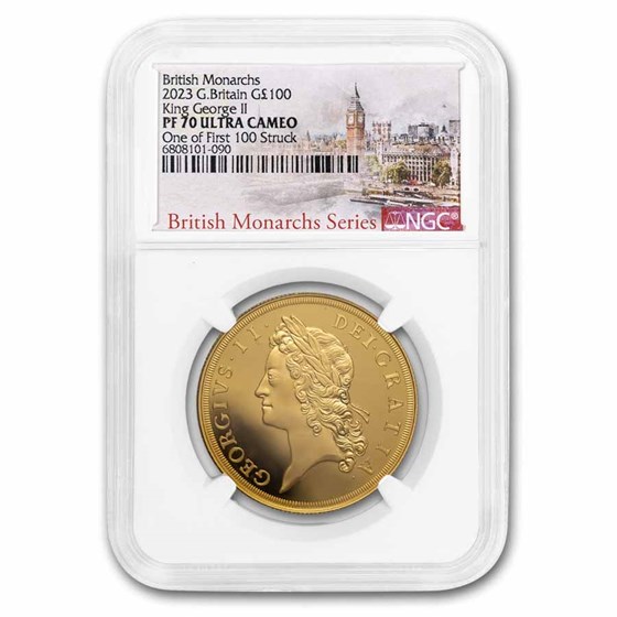 2023 England 1 oz Gold 100 Pounds King George II PF-70 NGC (100) 2023 England 1 oz Gold 100 Pounds King George II PF-70 NGC (100)