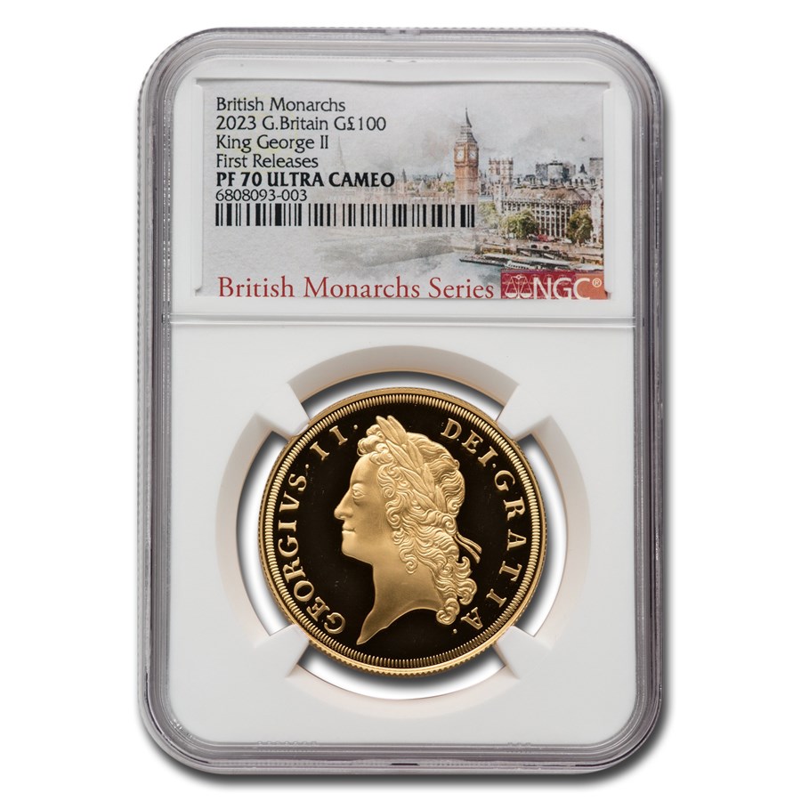 2023 England 1 oz Gold 100 Pounds King George II PF-70 NGC (FR)