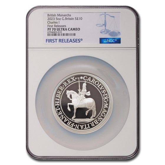 2023 England 5 oz Silver 10 Pound Charles I PF-70 UCAM NGC (FR) 2023 England 5 oz Silver 10 Pound Charles I PF-70 UCAM NGC (FR)