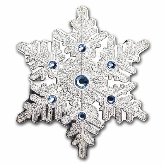 2023 Fiji 1/2 oz Silver Snowflake Coin w/ Crystals, Box & COA 2023 Fiji 1/2 oz Silver Snowflake Coin w/ Crystals, Box & COA