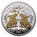 2023 Fiji 1 oz Silver Year of the Rabbit Gold Gilded with Pearl