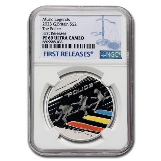 2023 GB 1 oz Ag Color £2 Music Legends: The Police PF-69 NGC FR 2023 GB 1 oz Ag Color £2 Music Legends: The Police PF-69 NGC FR
