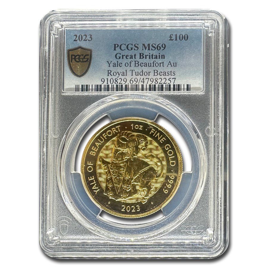 2023 GB 1 oz Gold Royal Tudor Beasts Yale of Beaufort MS-69 PCGS