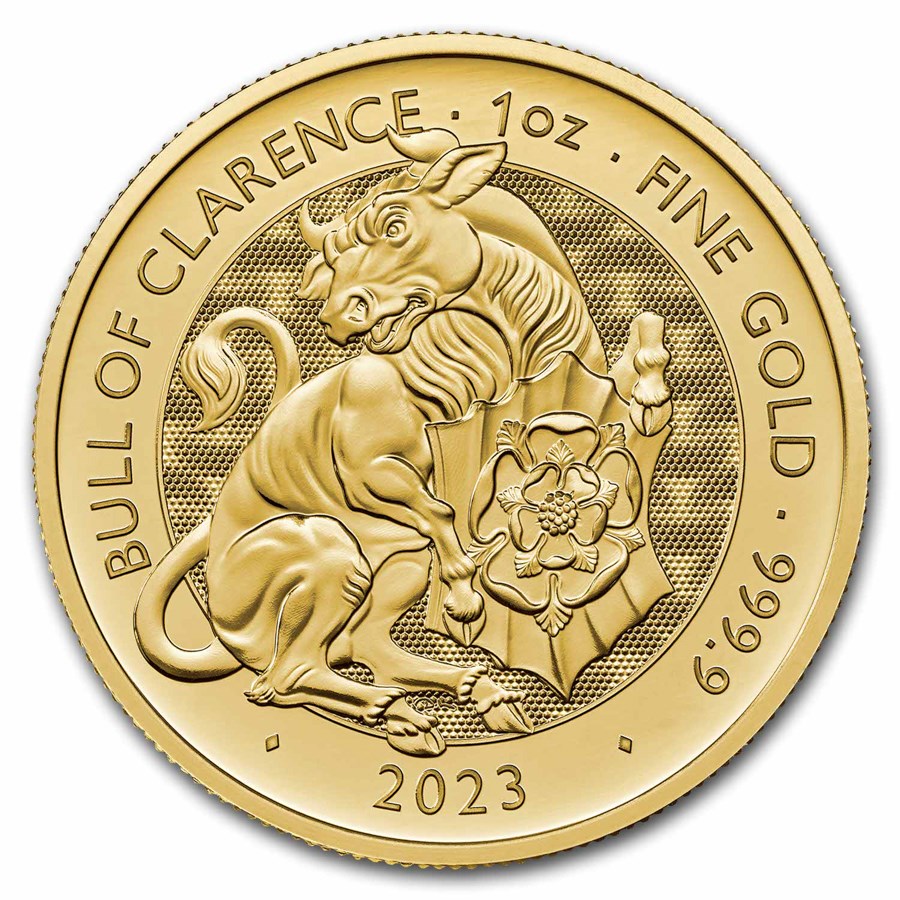 2023 GB 1 oz Gold The Royal Tudor Beasts The Bull of Clarence BU