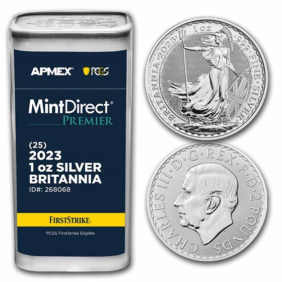 2023 GB 1 oz Silver Britannia MD Premier® Tube + PCGS® (King)
