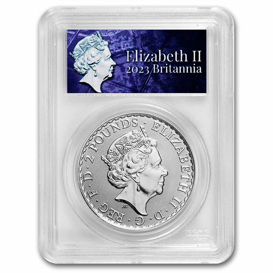 2023 GB 1 oz Silver Britannia PCGS GEM BU (Queen Elizabeth II)