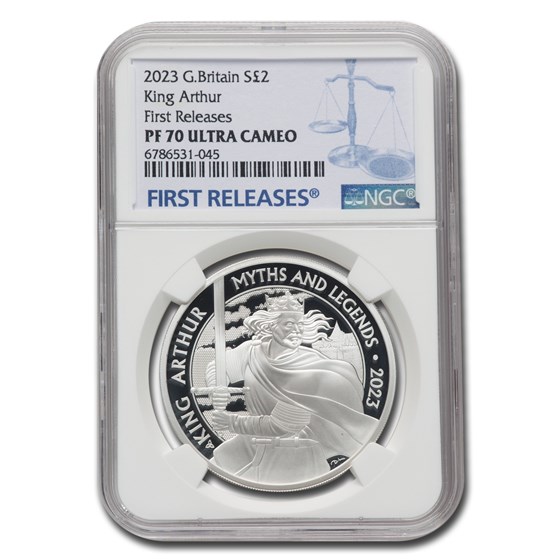 2023 GB 1 oz Silver Myths & Legends King Arthur PF-70 NGC (FR) 2023 GB 1 oz Silver Myths & Legends King Arthur PF-70 NGC (FR)