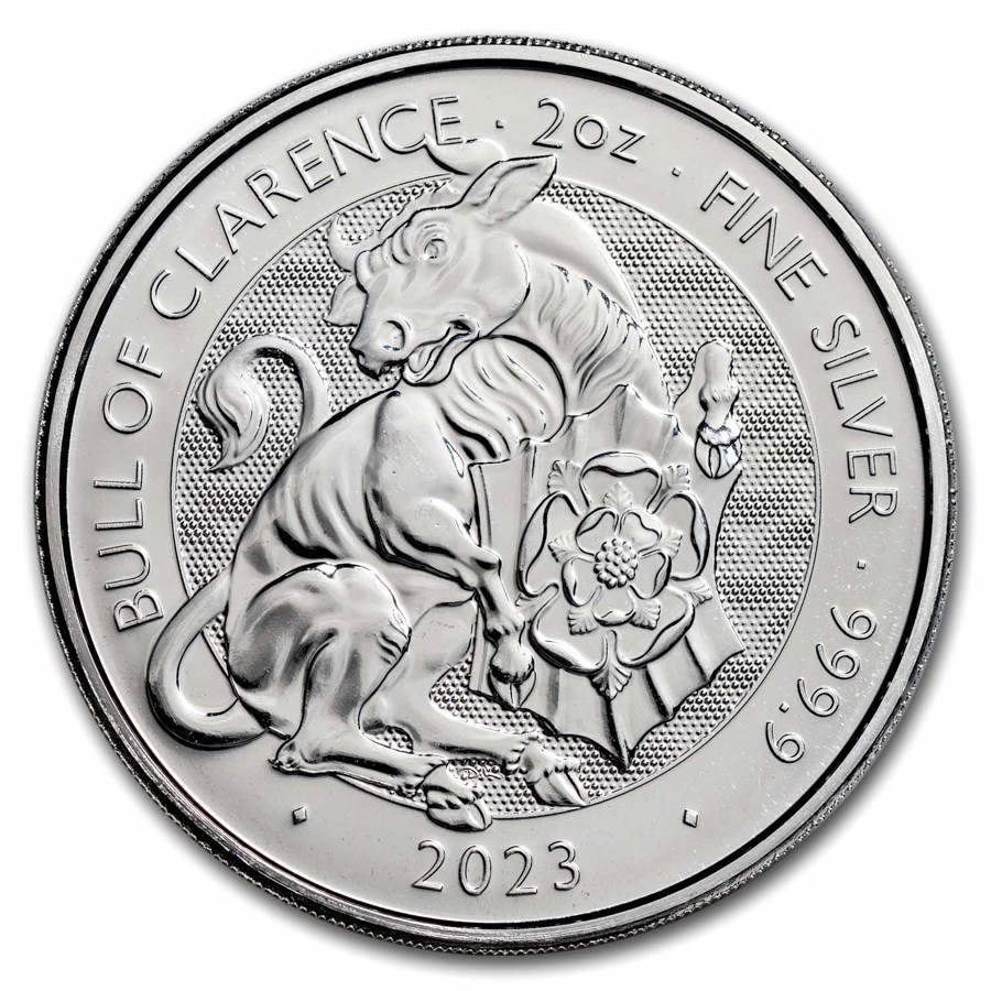 Buy 2023 GB 2 oz Silver Royal Tudor Beasts The Bull of Clarence Buy 2023 GB 2 oz Silver Royal Tudor Beasts The Bull of Clarence