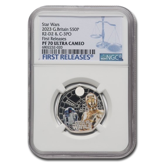 2023 GB Star Wars: R2-D2 and C-3PO 50p Color Silver PF-70 NGC FR 2023 GB Star Wars: R2-D2 and C-3PO 50p Color Silver PF-70 NGC FR