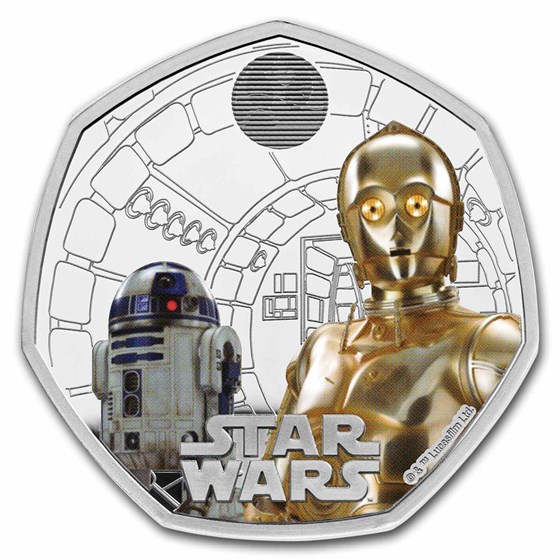 2023 GB Star Wars: R2-D2 and C-3PO 50p Colorized Silver Prf Coin 2023 GB Star Wars: R2-D2 and C-3PO 50p Colorized Silver Prf Coin