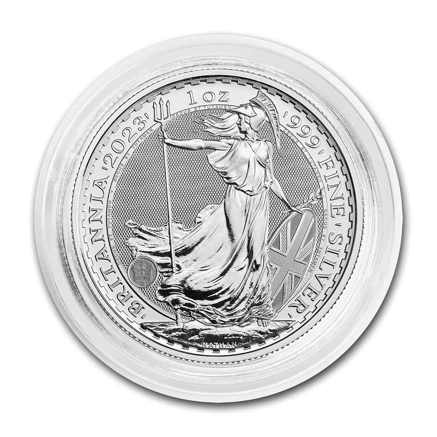 4 Pc Lot Britannias 1 Oz Silver Coins 2014 IN CAPSULE - Foto 11