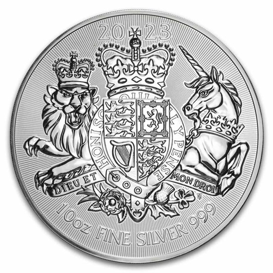 2023 Great Britain 10 oz Silver The Royal Arms BU 2023 Great Britain 10 oz Silver The Royal Arms BU