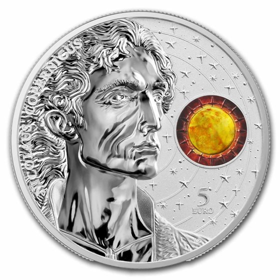 2023 Malta 1 oz Silver 5 Euro Nicolaus Copernicus Astronomy Coin