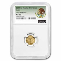 Buy 2023 Mexican 1/20 oz Gold Libertad MS-70 NGC (ER, Arms) | APMEX