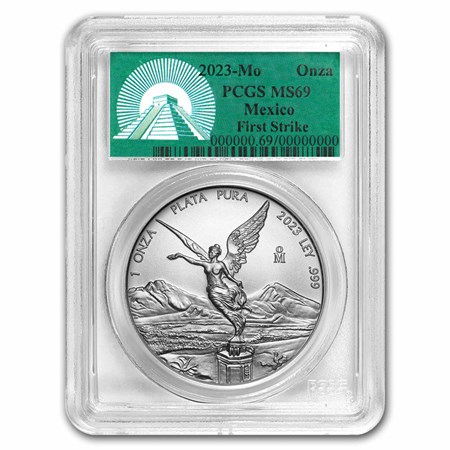2023 Mexico 1 oz Silver Libertad MS-69 PCGS (FS, Green Label)