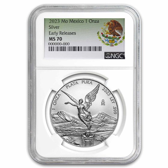 2023 Mexico 1 oz Silver Libertad MS-70 NGC (ER, Coat of Arms)