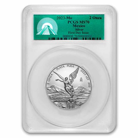 銀テ 売り切れました m(._.)m 2023 Mexico 2 oz Silver Libertad MS-70 PCGS (First Day Issue)