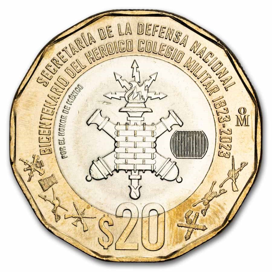 2023 Mexico Bimetallic 20 Pesos BU (Military Academy)