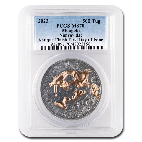 2023 Mongolia 1 oz AG Evolution of Life Nimravidae MS-70 PCGS FDI 2023 Mongolia 1 oz AG Evolution of Life Nimravidae MS-70 PCGS FDI