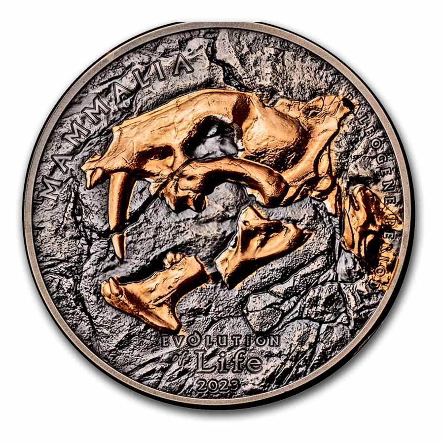 2023 Mongolia 1 oz Silver Evolution of Life Nimravidae