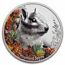 2023 Mongolia 1 oz Silver Woodland Spirits: Chipmunk