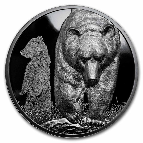 2023 Mongolia 2 oz Silver Black Proof Growing Up: Brown Bear 2023 Mongolia 2 oz Silver Black Proof Growing Up: Brown Bear