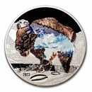 2023 Mongolia 2 oz Silver Into The Wild: Bison