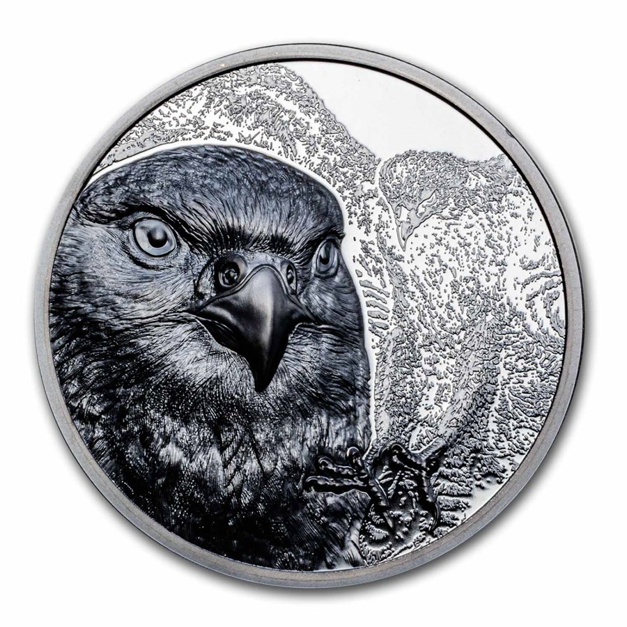 2023 Mongolia 2 oz Silver Mongolian Falcon Black Proof