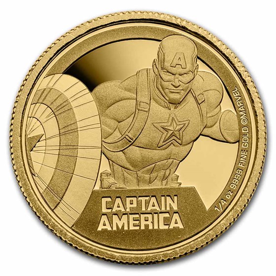 2023 Niue 1/4 oz Au Coin $25 Marvel: Captain America™ (Box & COA)